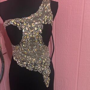 Elegant Black and Silver Embellished Dress